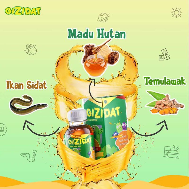 GIZIDAT Vitamin Penambah Nafsu Makan Berat Badan Anak & Bayi - Suplemen Madu Temulawak
