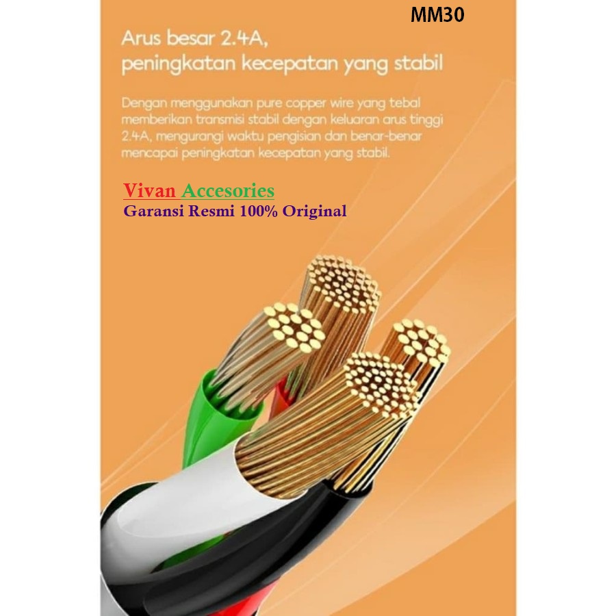 Vivan MM30 2.4A 30cm Micro data Cable colorful