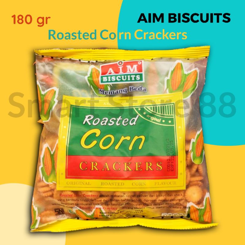 

AIM BISCUITS ROASTED CORN CRACKERS 180GR SNACK BISKUIT RASA JAGUNG BAKAR