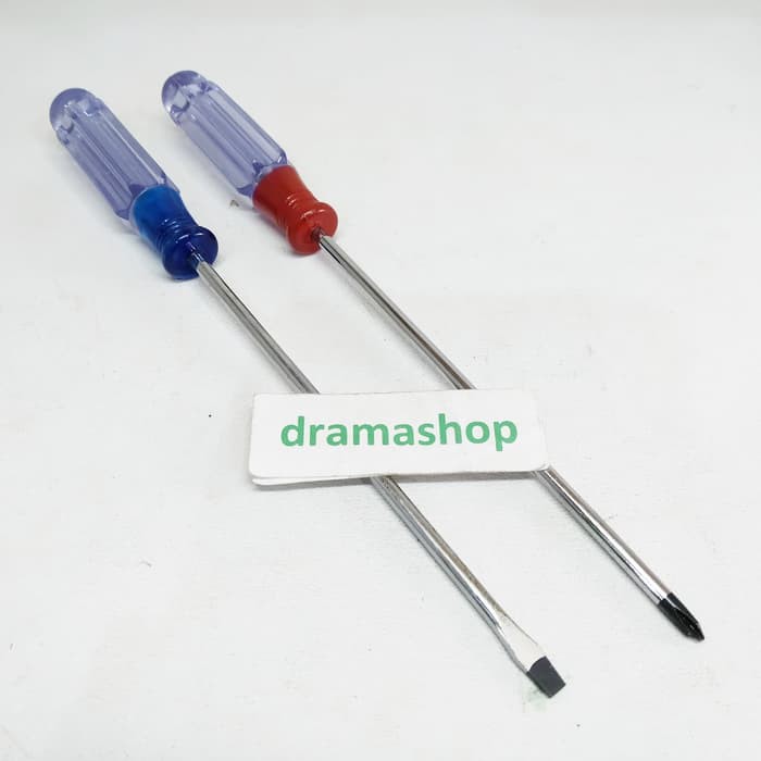 Obeng Kecil Mini 3x100 min minus Plus Panjang 10cm 4&quot; 4 inch set 2pcs dramashop