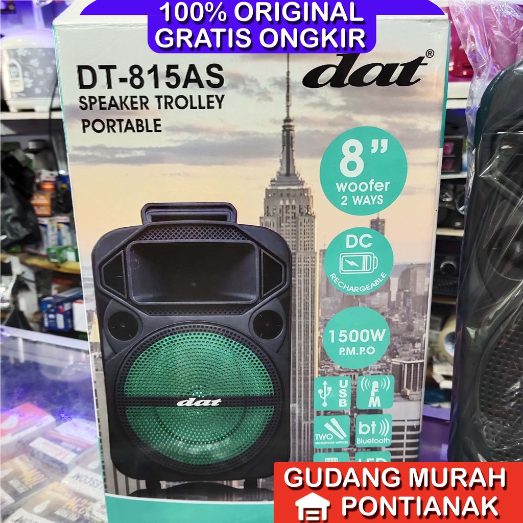 DAT DT 815AS  bonus 2 Mic Wireless Speaker Bluethoot Karaoke seperti GMC Ampli meeting 8&quot; 8inch