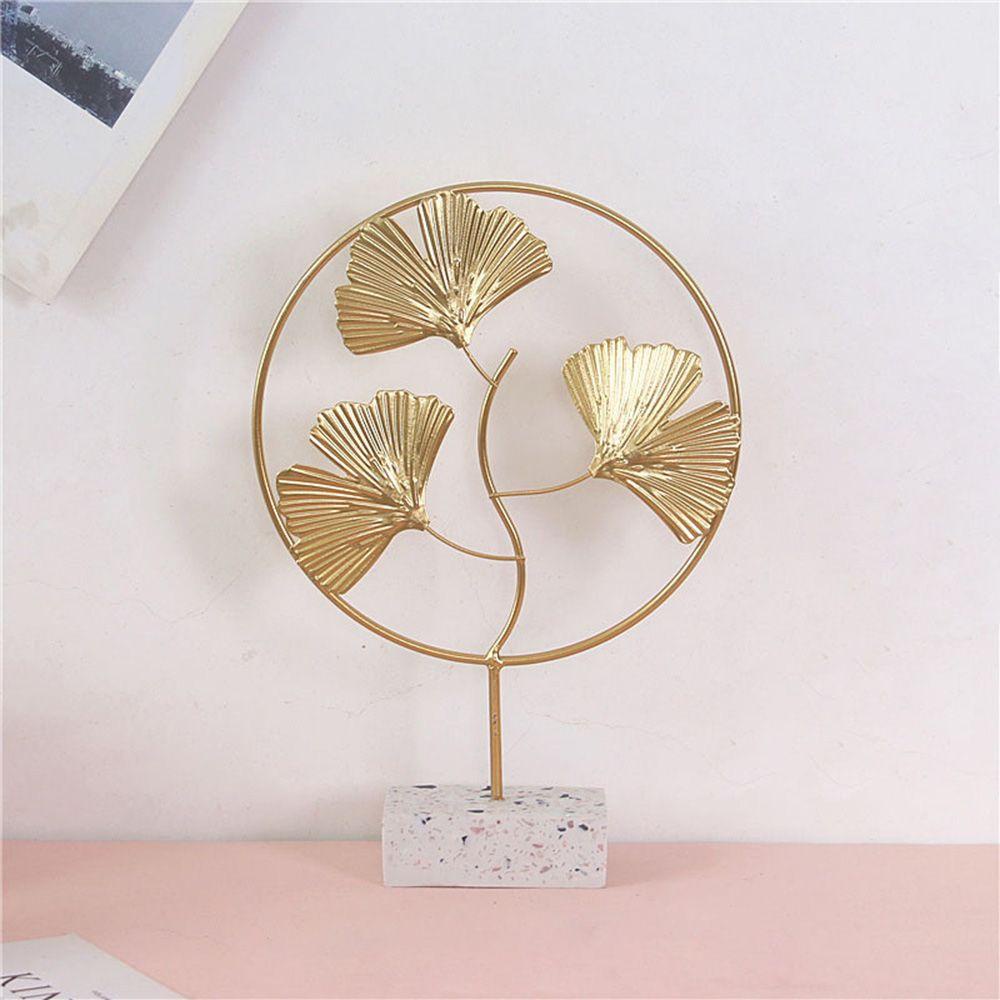 Nanas Gingko Ornamen Rak Buku Dekorasi Dekorasi Ruang Tamu Miniatur Modern Kerajinan Tangan Vintage Golden Wrought Iron Craft