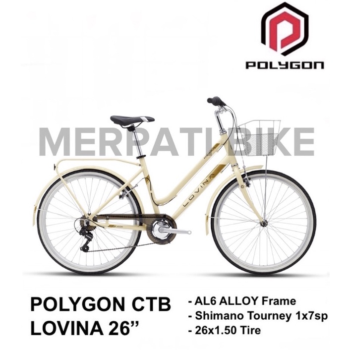 Sepeda Mini Keranjang City Bike Dewasa 7sp Polygon Lovina 26 Inch