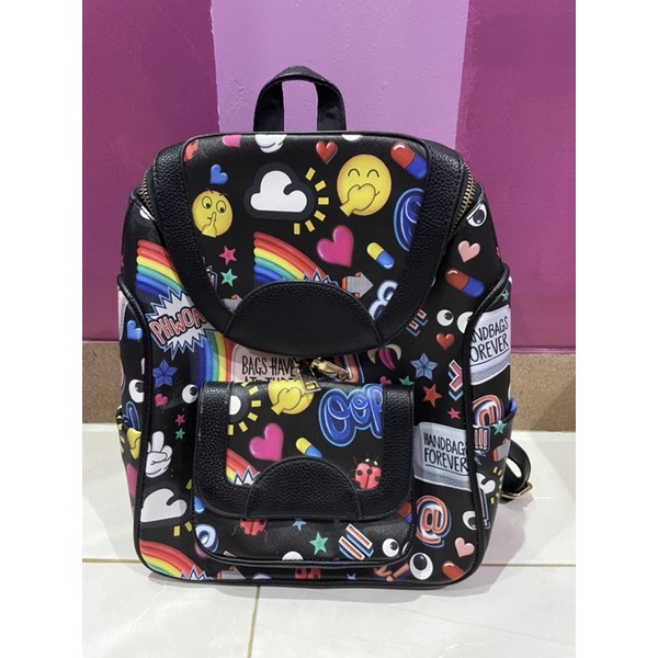 Huer Eye Theme Printed Backpack Black