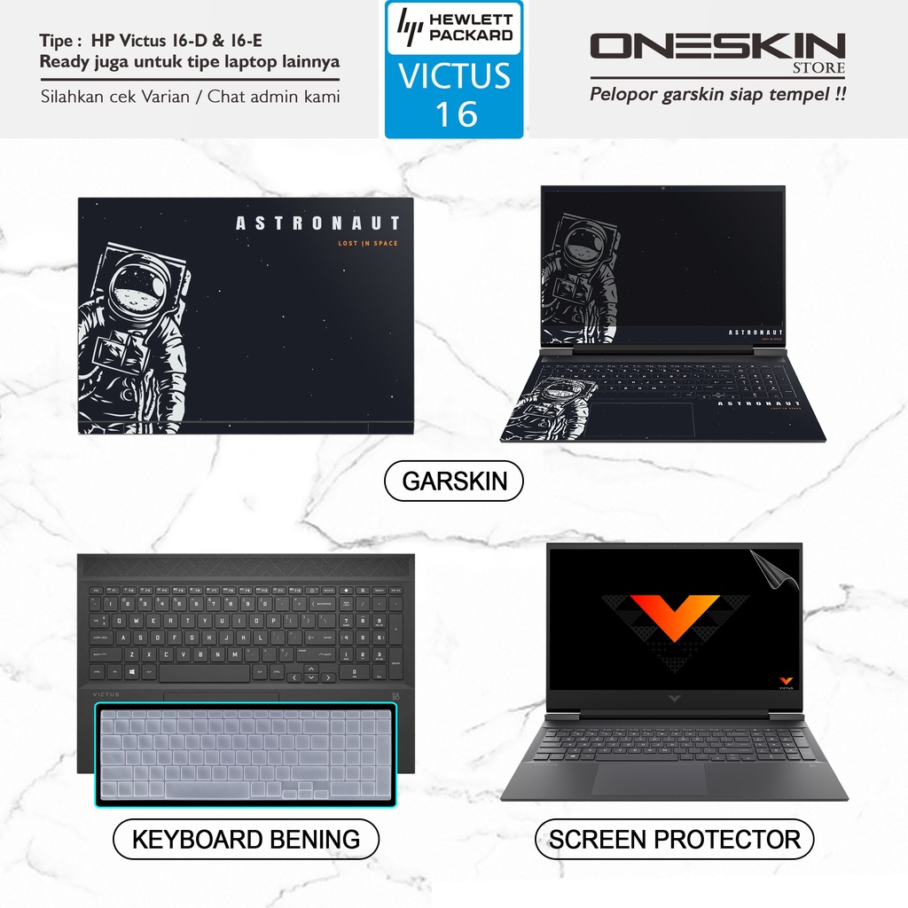 Garskin Sticker Laptop Pelindung Keyboard Screen Protector HP Victus 16-e e0084ax e0085ax e0086ax e0088ax e0089ax Gambar Full Body Bening Glossy Doff