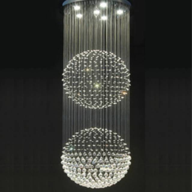 Lampu kristal gantung bentuk 2 bola