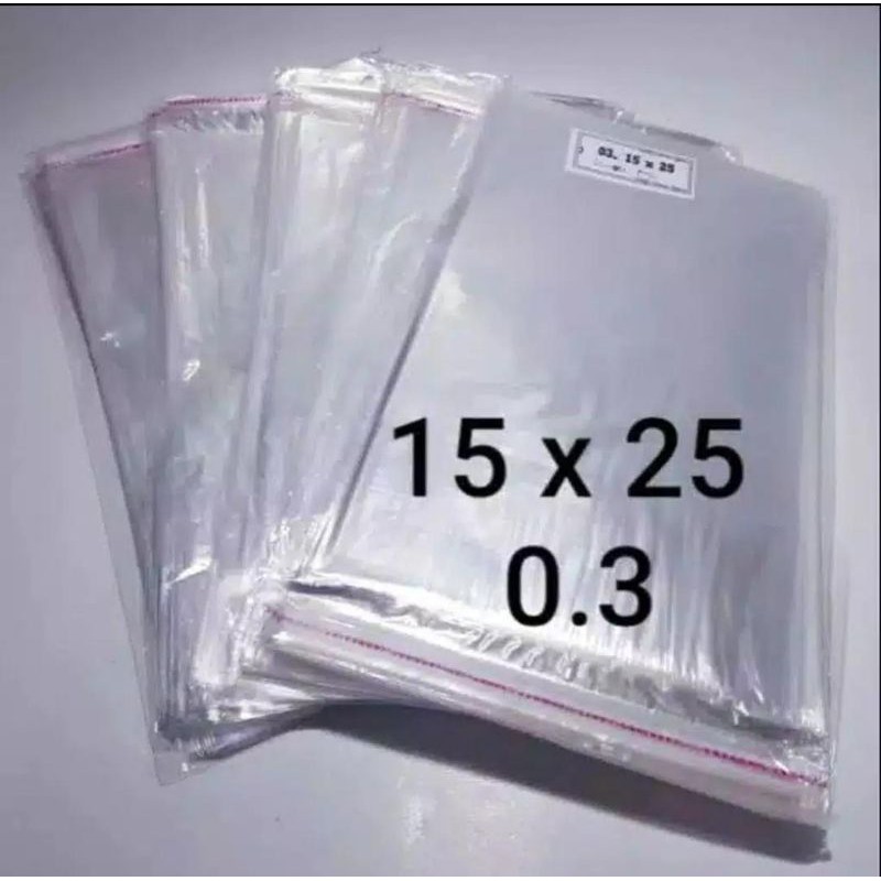 

PLASTIK OPP Uk 15 X 25 Cm 0.3 Lem Seal isi : 100 Pcs