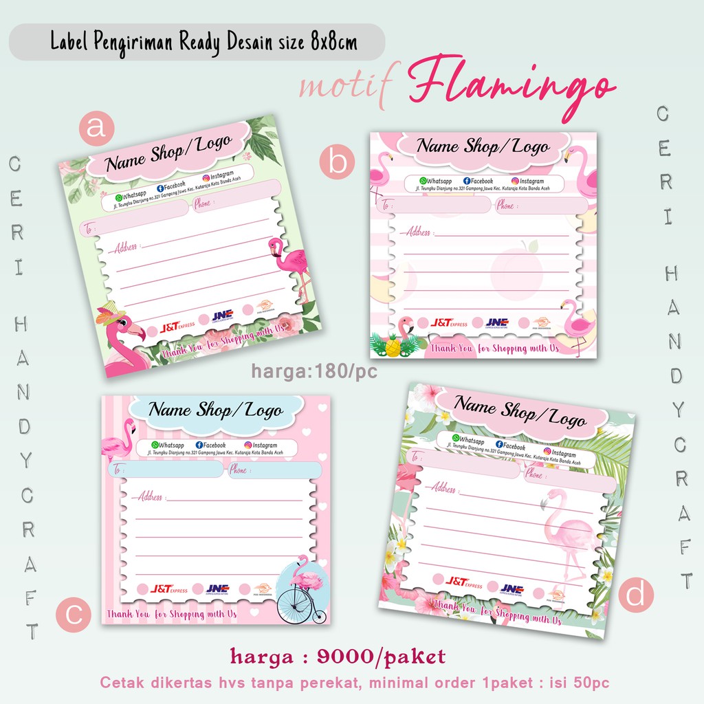 

Cetak label pengiriman READY PILIHAN MOTIF DESAIN uk.8x8cm