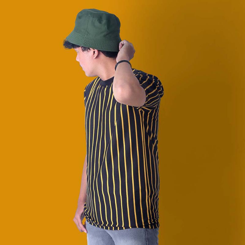 9 Warna - Baju Kaos Salur Lengan Pendek Garis Atas Bawah Stripe | Garis Strip Atasan Pria Wanita Cotton Combed 30s Vertikal VT Original