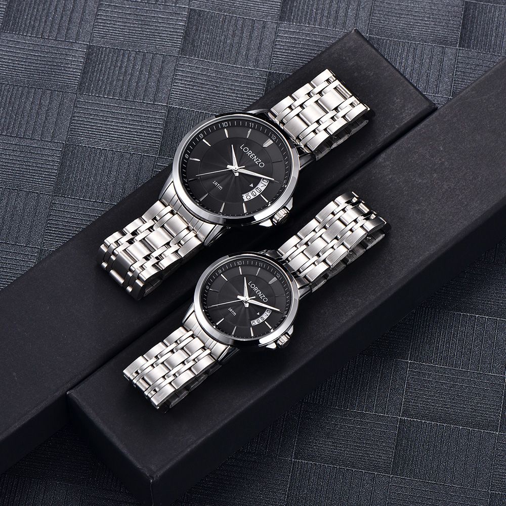 JAM TANGAN LORENZO ORIGINl TYPE R-5101 M DAN TYPE R-5101 L COUPLE/JAM TANGAN RANTAI COUPLE TERBARU DAN TERLARIS/Jam Tangan Couple Lorenzo 5101 Bulat Analog Fashion Pria Wanita Rantai Stainless Steel Original