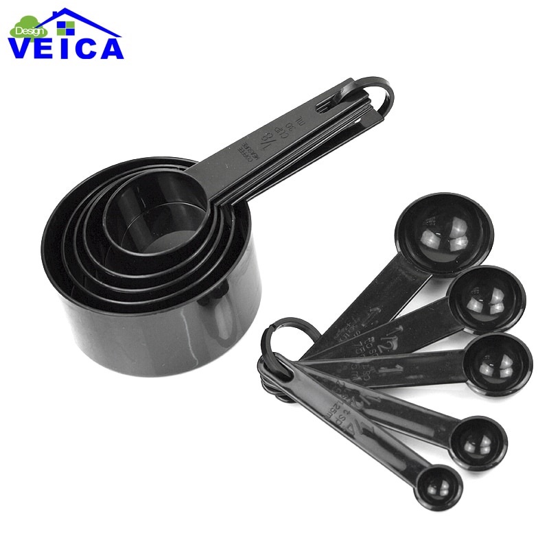 VEICA Sendok Takar Ukur Cup Measuring Spoon 10 PCS - Black