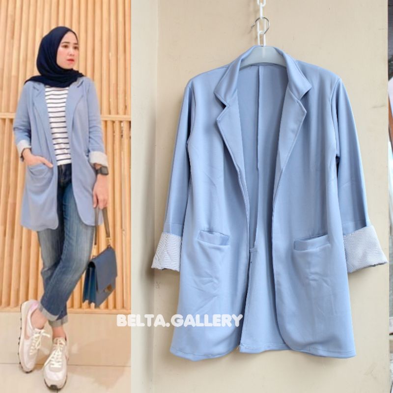 Blazer Wanita Korean Style Scuba Premiun Polos Lengan Panjang