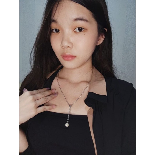 Mirabelle Pearl Opening Korean Necklace Tarik Ulur Mutiara Gaya Korea