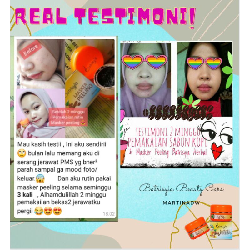 Masker peeling,  masker kopi batrisyia herbal, penghilang flek,  bopeng,  bekas jerawat,  komedo