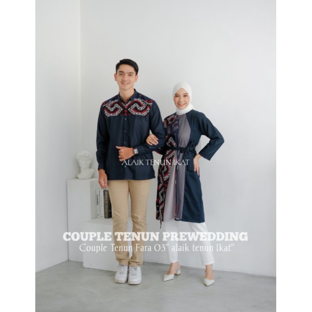 COUPLE BAJU TENUN FARA 03 KEMEJA DAN DRESS TENUN IKAT