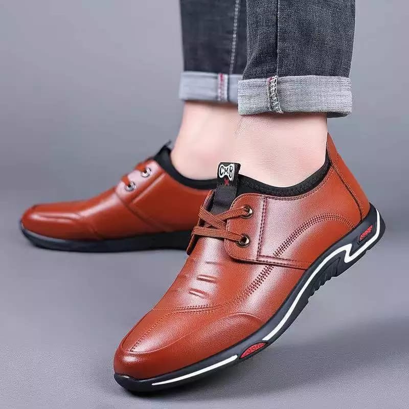 Sepatu Pantofel Pria Kulit Asli Buat Kerja Formal Import Kasual Leather Hitam Cokelat GS19