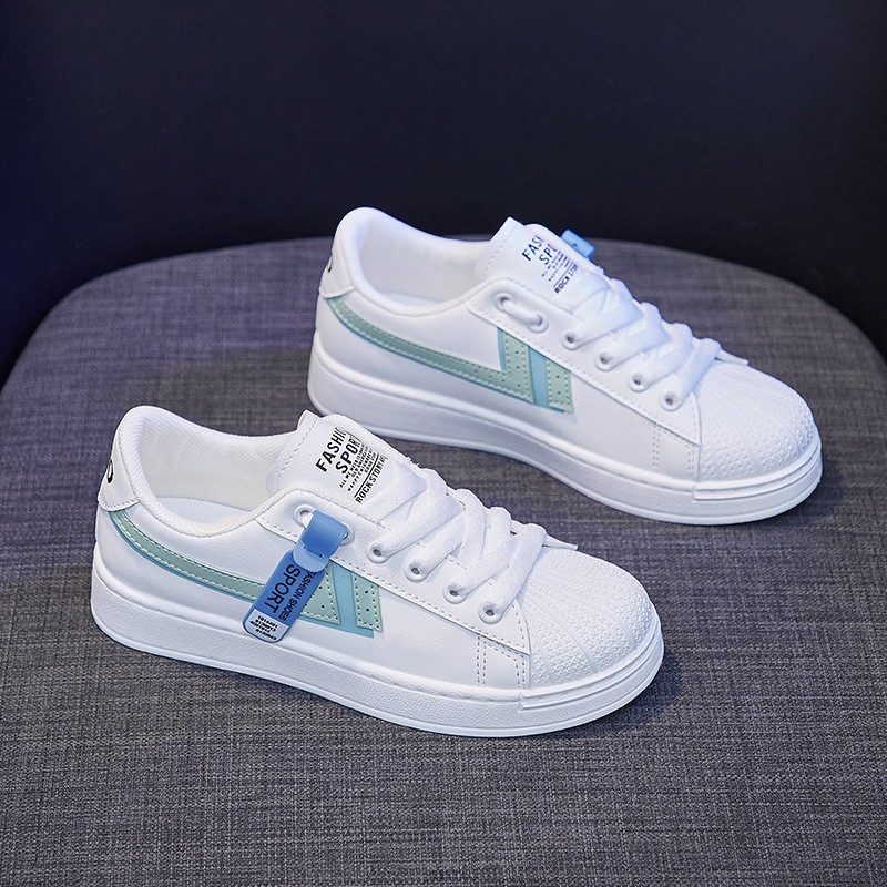 [DENDEN.ID] Sepatu Wanita Sneaker Tinggi Luar Negeri Import Sepatu Olahraga Korea DD1024-PUTIH BIRU