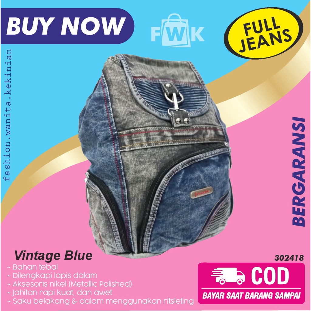 FWK_21- TAS BACKPACK WANITA JEANS-TAS RANSEL WANITA-TAS GENDONG PUNGGUNG PRIA WANITA-TAS RANSEL WANI