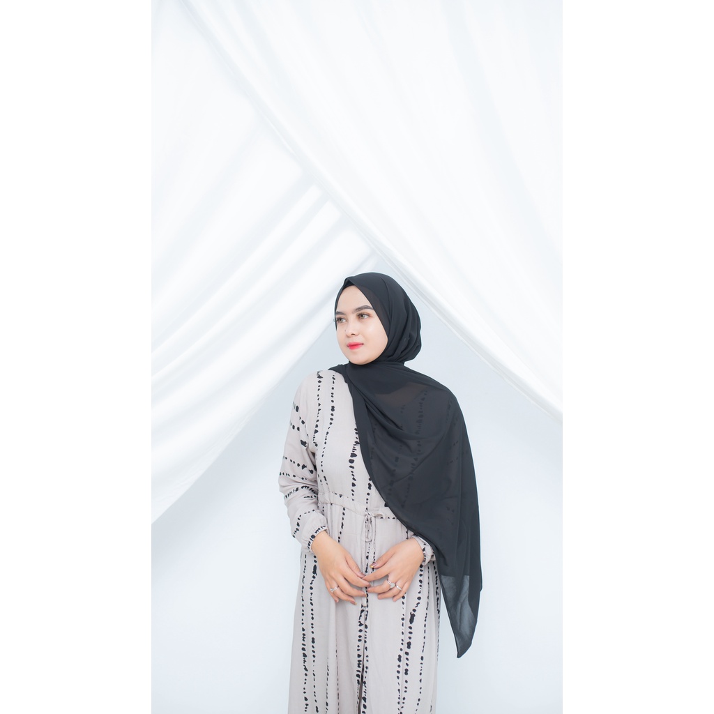 Kerudung pashmina plisket / pashmina ceruty babydoll - hitam