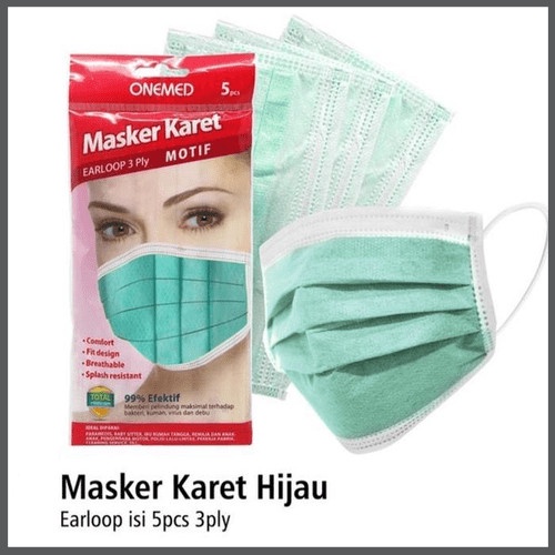 MASKER ONEMED SURGICAL 3 PLY SACHET ISI 5 PCS