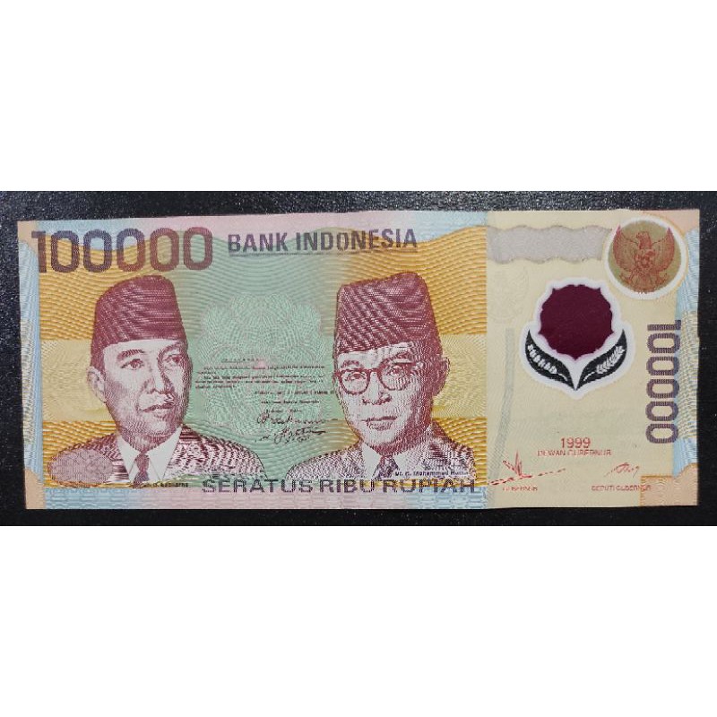 Uang Kertas Kuno Indonesia Rp 100000 Soekarno Hatta Soehat 1999 IDR bukan 1997 XF