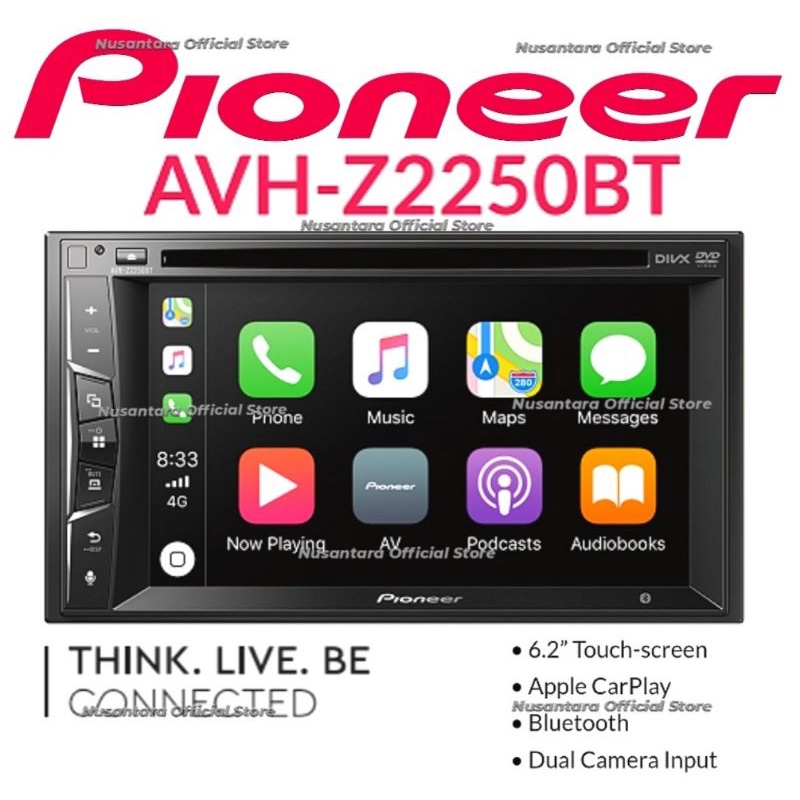 Pioneer AVH-Z2250BT Double Din 6.2 inch DVD Apple CarPlay Dual Camera