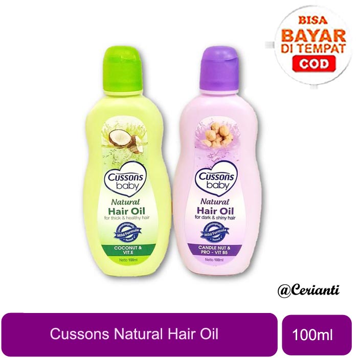 [100ML] Cussons Baby Natural Hair Oil Candle Nut | Hair Oil Coconut - Minyak Rambut Bayi 100ml_Cerianti