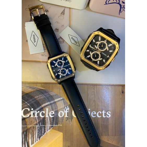 BQ2654 Fossil Multifunction Black Leather Watch Jam Tangan Pria / Wanita