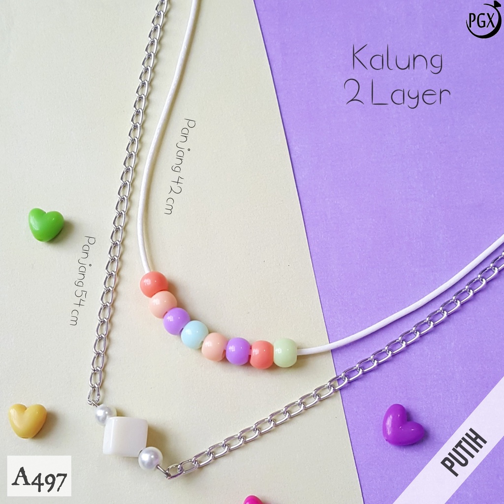 PGX Kalung Wanita Korea Tali / Rantai Multilayer - Kalung Panjang Hijab - Aksesoris Wanita A497