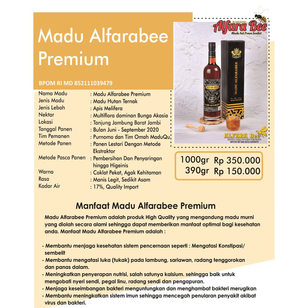

MADU ALFARA BEE (PREMIUM) 390gram