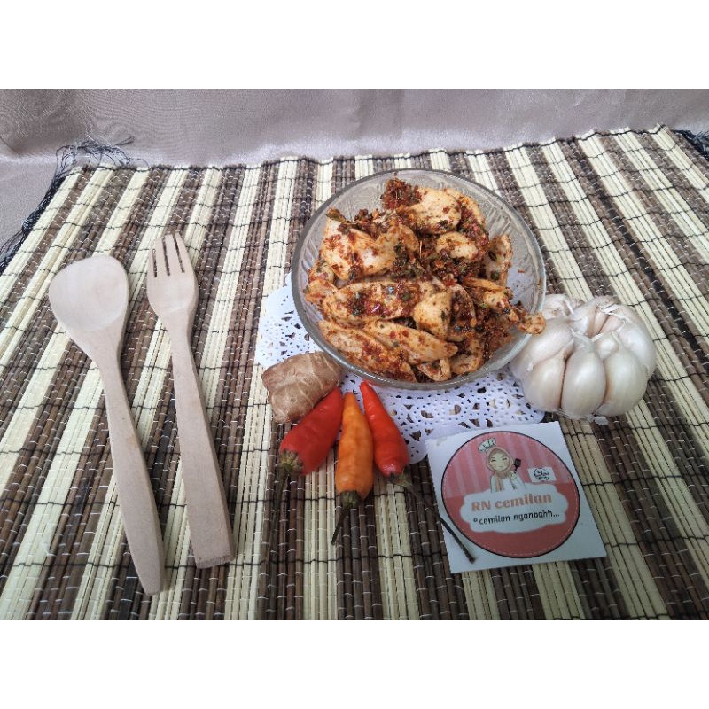 

RNCEMILAN otak" kering pedas daun jeruk cabai asli 100gr