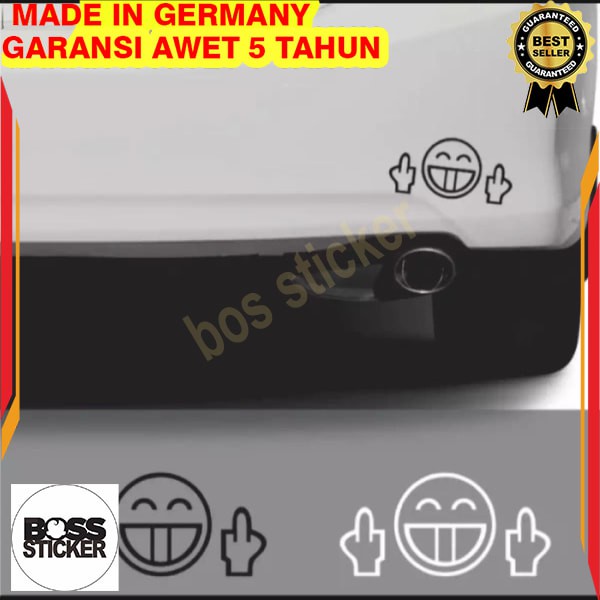 Promo sticker fuck you emoji smiley keren body mobil Stiker Karakter - merah oracal Keren