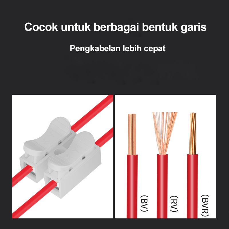 Golden LED Quick Connect Terminal Block Cable / 2 Wire Connector Spring Terminal Sambungan Kabel Listrik