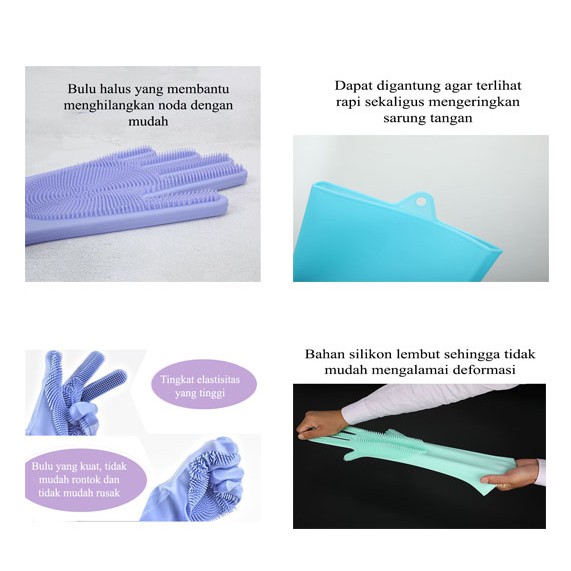 Sarung Tangan Silikon Sikat Spons Karet Multifungsi Cuci Piring Mobil Serbaguna Anti Panas Silicone Dishwashing Glove Magic