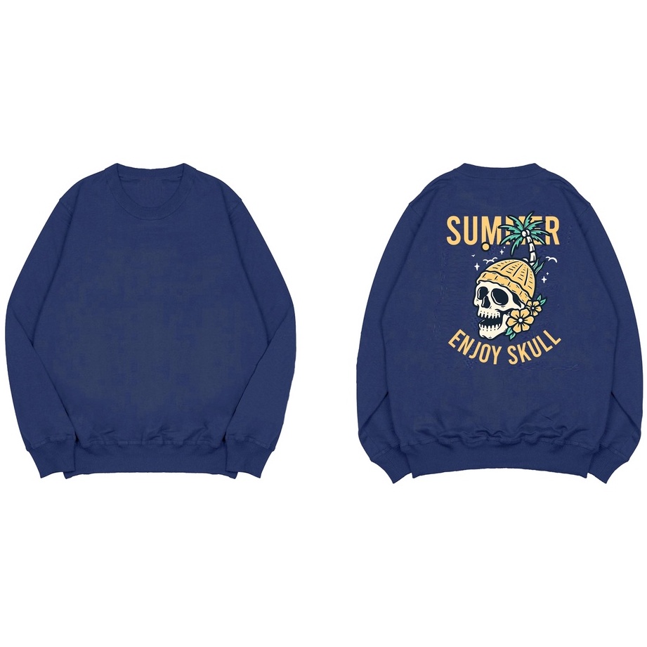 Sweater Pria Enjoy Skull Sweater Oversize Fleece Size M - XXL
