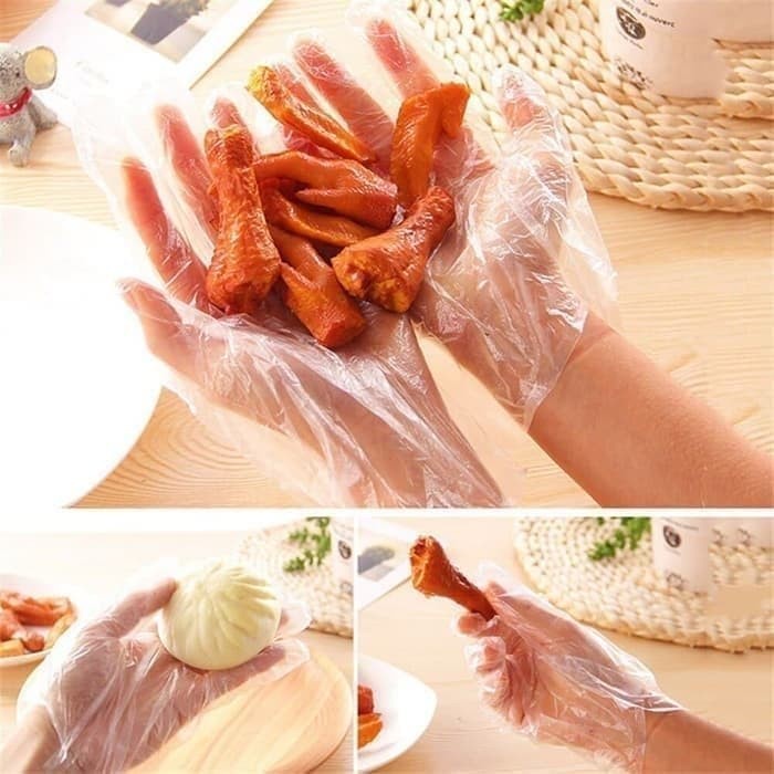 Sarung Tangan Plastik Food Grade Hand Glove Anti Virus Bakteri isi 100