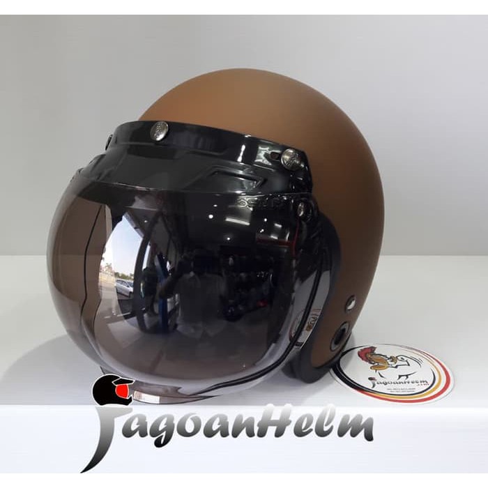 MVSTAR HELM RETRO SOLID BROWN DOFF OSBE CEMBUNG Model BOGO