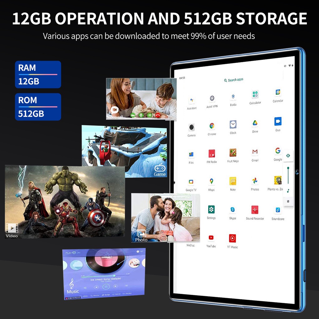 【Hot Sale 】2022 tablet 5G baru 5 Pro 12GB+512GB tablet belajar Jaringan Sepuluh-inti 5G Baru, Tablet WiFi Kartu Ganda tablet belajar anak