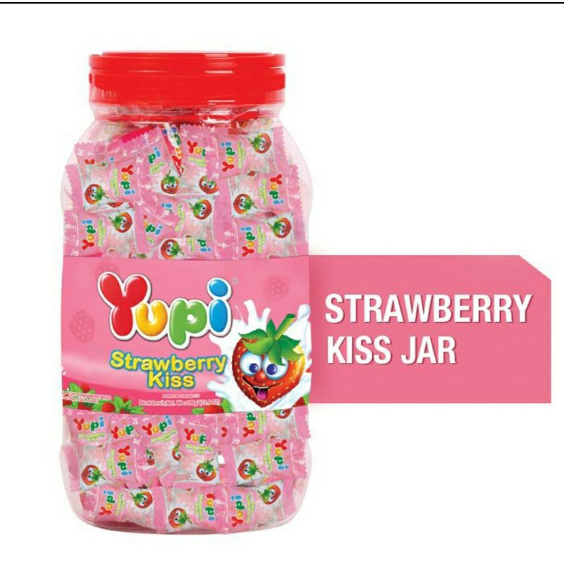 

Yupi strawberry kiss jar 300gram yupi toples