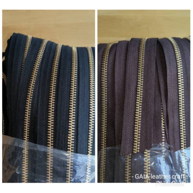 YKK zipper ritsleting besi no 5 dua arah GOLD - meteran