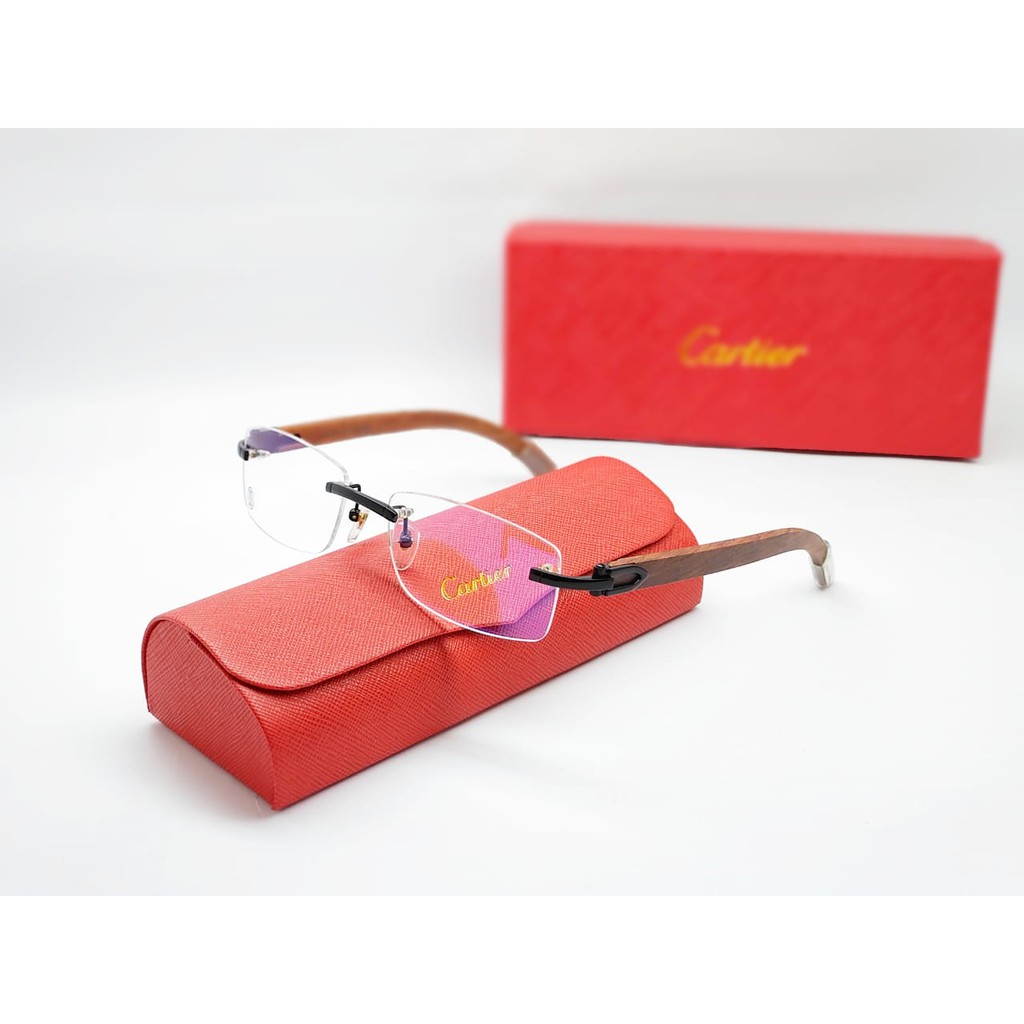 FRAME KACAMATA Pria Wanita tample KAYU asli 3524012 FULLSET