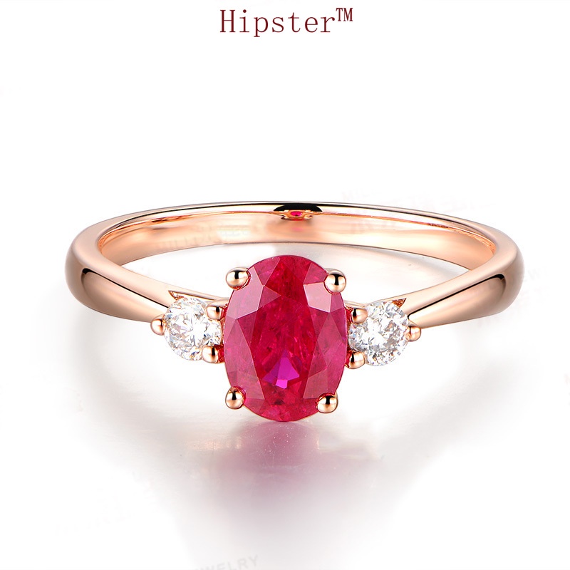 Classic Fashion Trend Light Luxury Ruby Diamond-Studded Ring