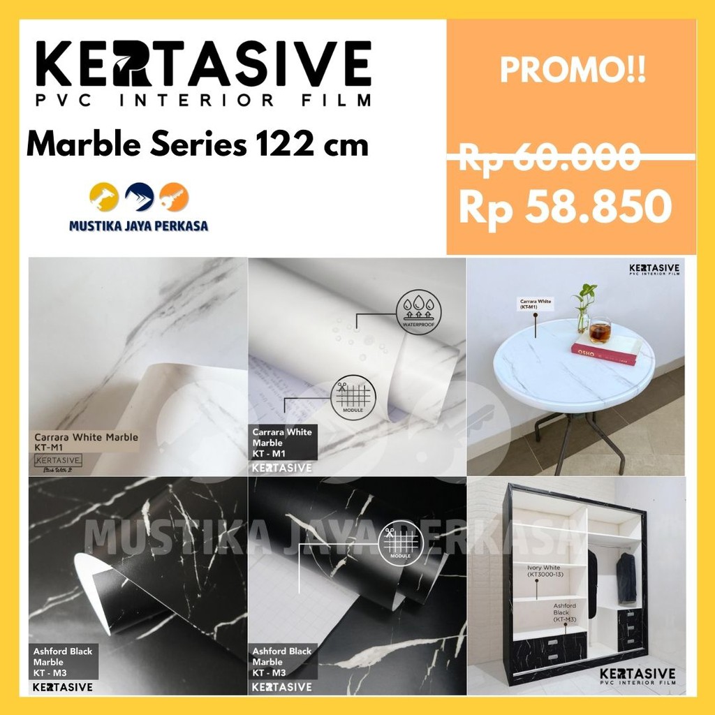 Kertasive Marble Series Decosheet Stikcer PVC Interior Film Murah
