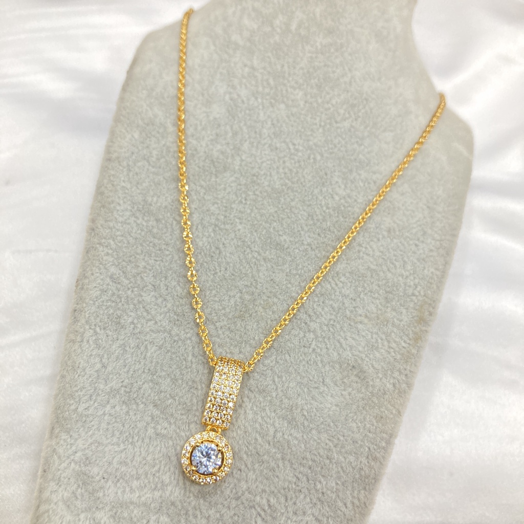 Kalung Liontin Lapis Emas Full Permata Zircon Perhiasan Xuping KLE56