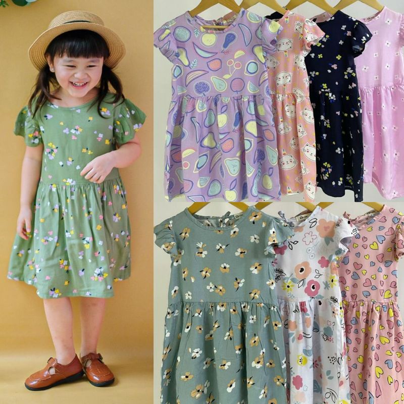 dress rayon anak cewe lucu dan cantik - dress rayon anak perempuan ternyaman - dress rayon rifa anak