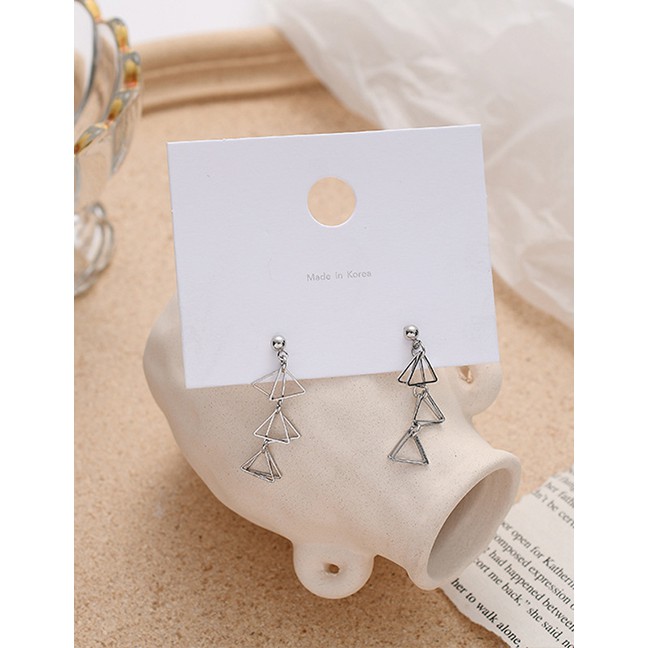 LRC Anting Tusuk Fashion Silver Triangle Tassel Alloy Stud Earrings K00735
