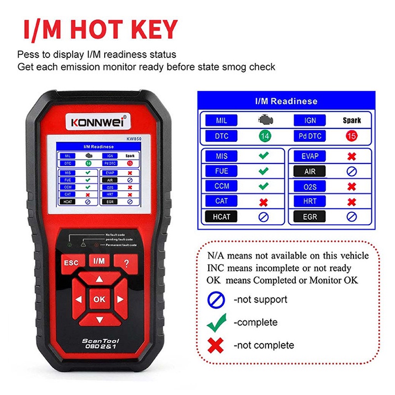 （Original）KONNWEI OBD2 kw850 OBD OBD2 Pemindai Mobil Sistem Lengkap Alat Diagnostik Mobil