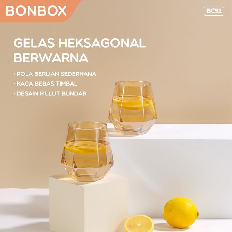 Bonbox Tumbler Diamond Glass Gelas Hexagonal