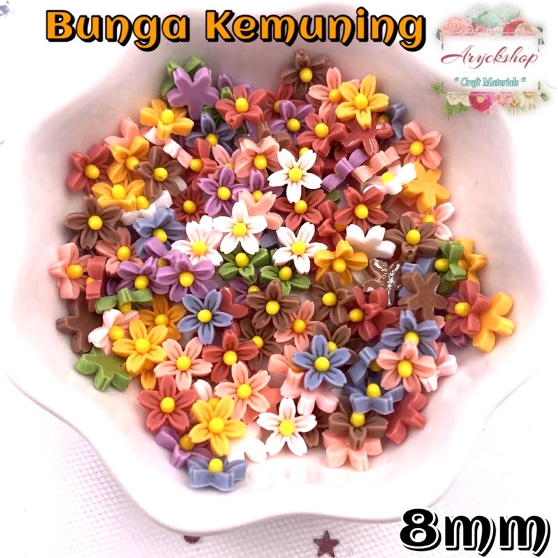 Resin Bunga Kemuning 7mm isi 20pcs Bahan Hiasan Tasbih Digital Swarovski Aksesoris Tempel