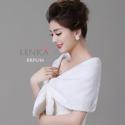 [READY STOCK] BOLERO BULU FUR MODERN PESTA PERNIKAHAN WANITA PUTIH BBP016